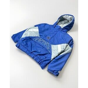 VTG 90s L Starter Dallas Cowboys NFL Pro Line Hooded 1/2 Zip Jacket Coat Puffer